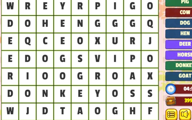 Animals Word Search Game