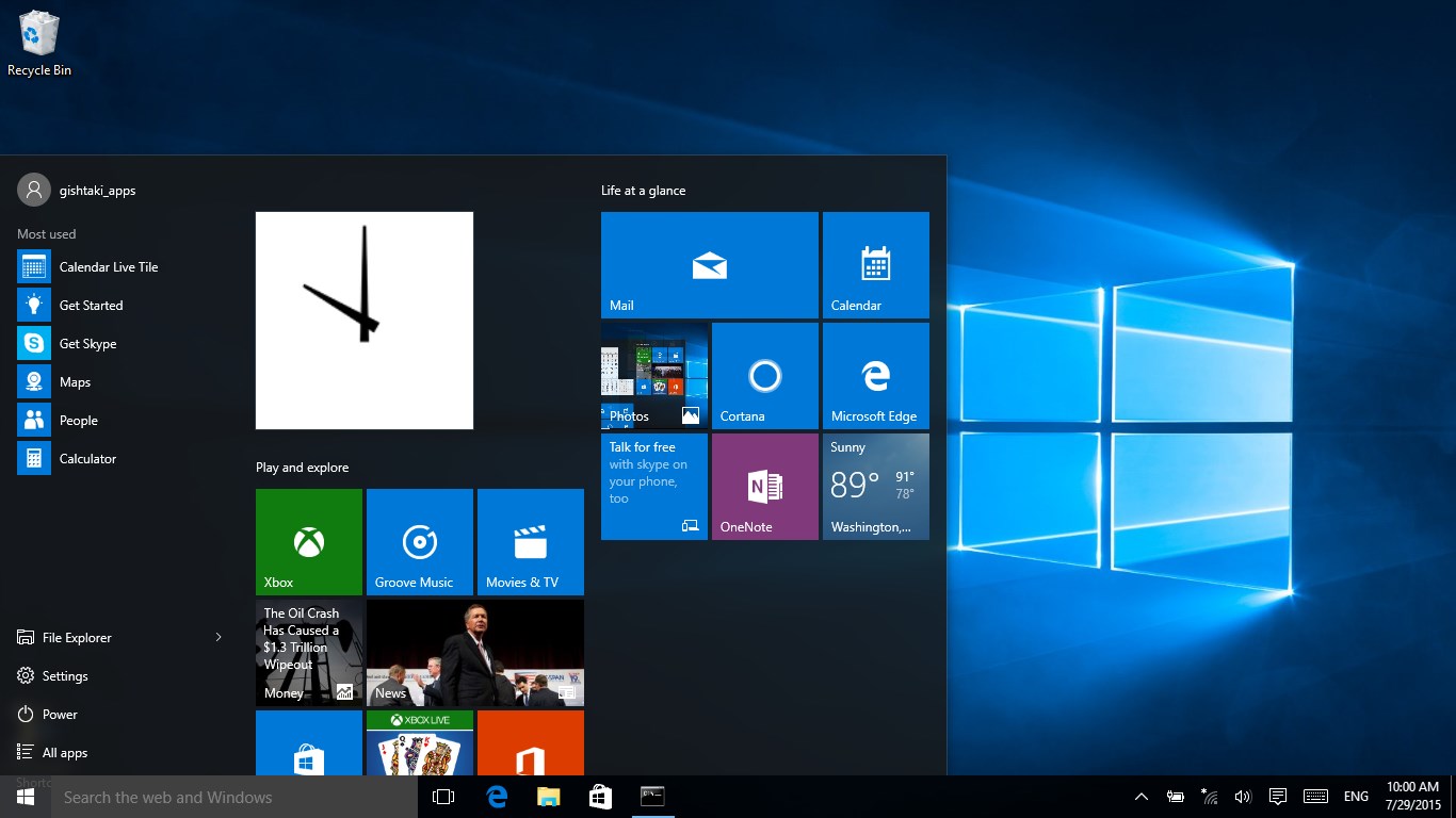 Analog Live Tile Clock for Windows 10