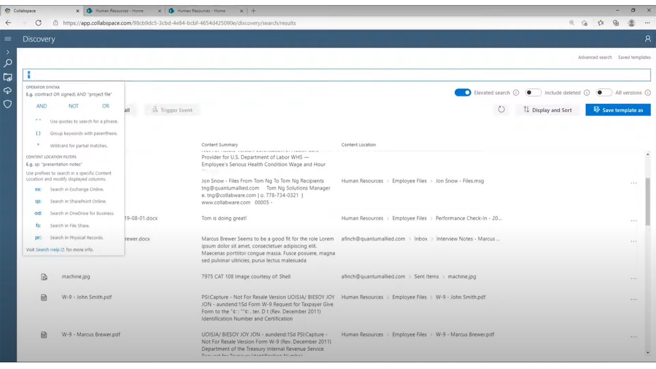 Snapshot 7 of Collabspace DISCOVERY: Cross-Platform eDiscovery