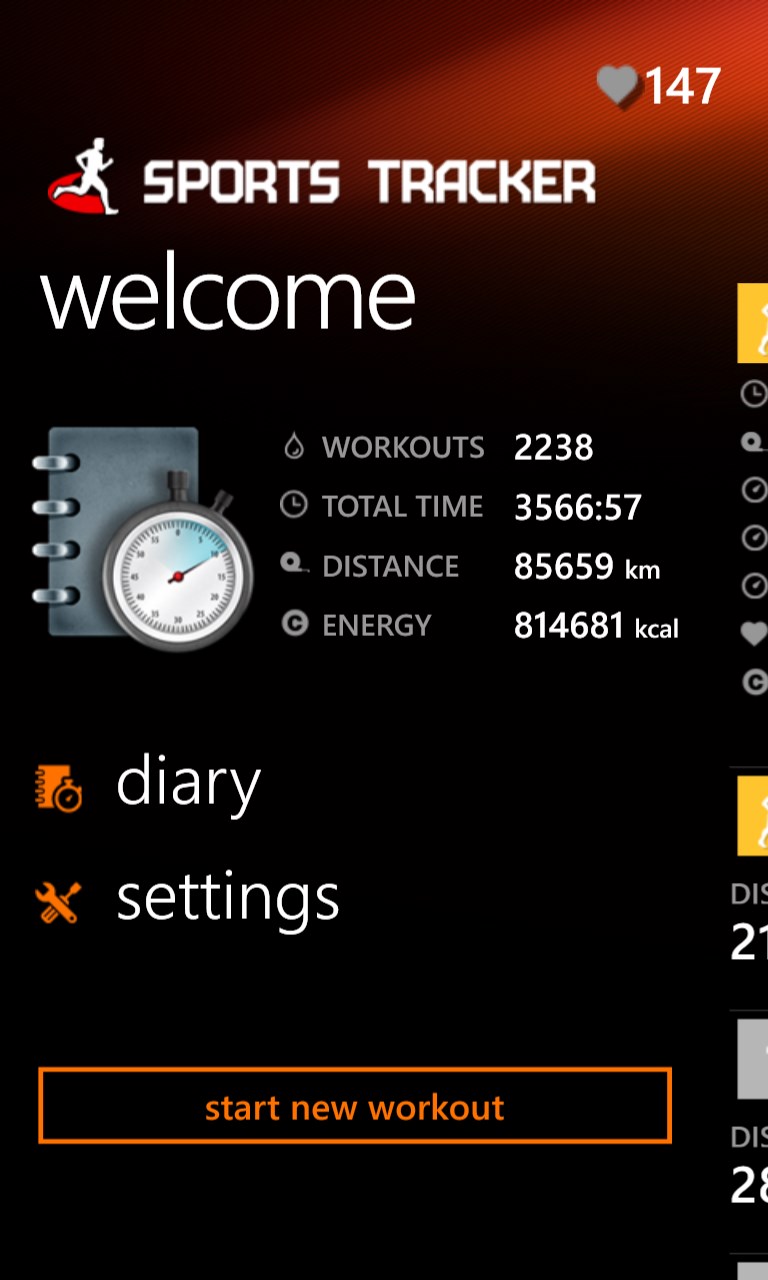 Sports Tracker for Windows 10 Mobile