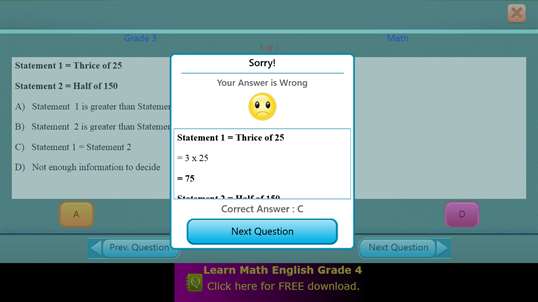 QVprep Lite Math English Grade 3 screenshot 7