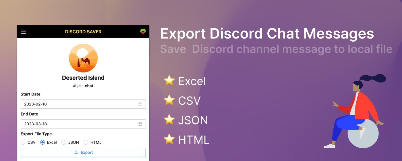 DiscordSaver - Export Discord Chat Messages marquee promo image