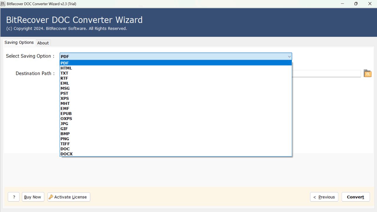 Snapshot 5 of BitRecover for DOC to RTF Converter