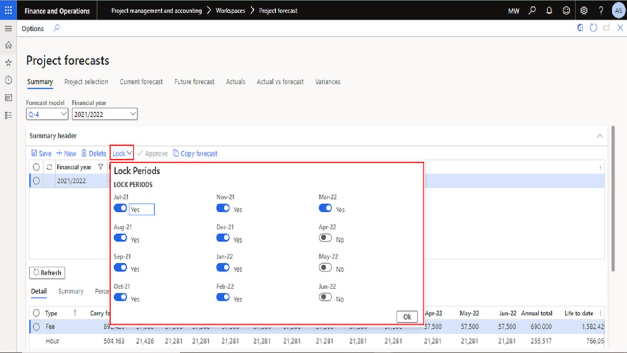 Snapshot 3 of Project Forecasting on Dynamics 365 for Finance and Operations
