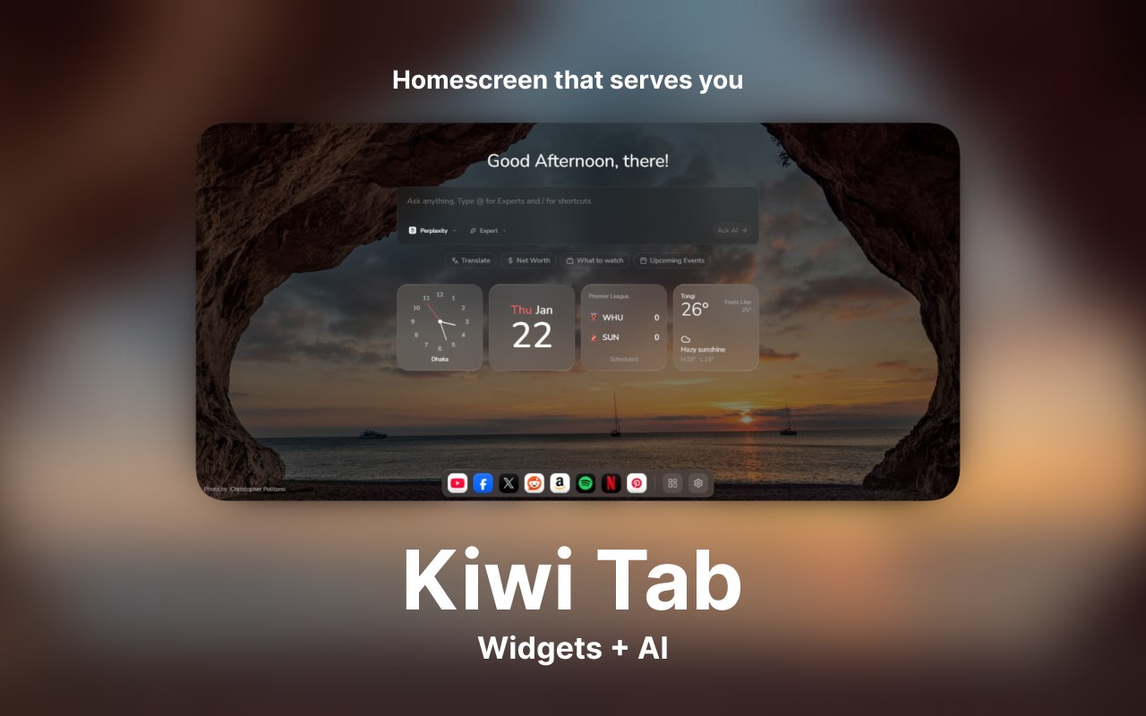 Kiwi Tab - New Tab Page with Widgets & AI