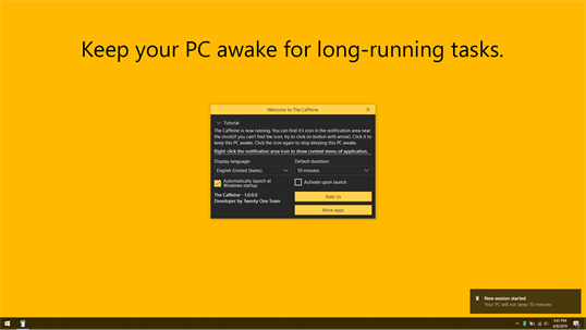 The Caffeine, keep your PC awake screenshot 2