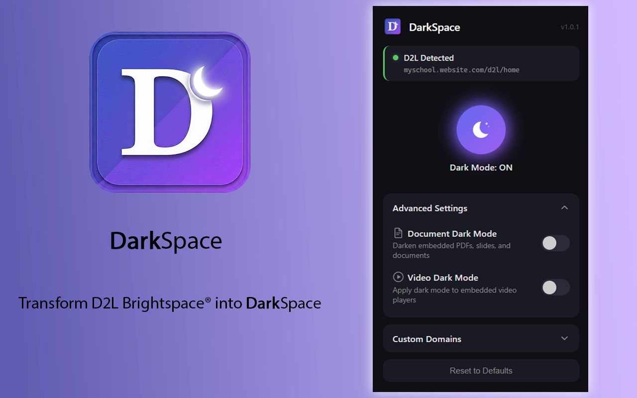 DarkSpace - D2L Brightspace Dark Mode