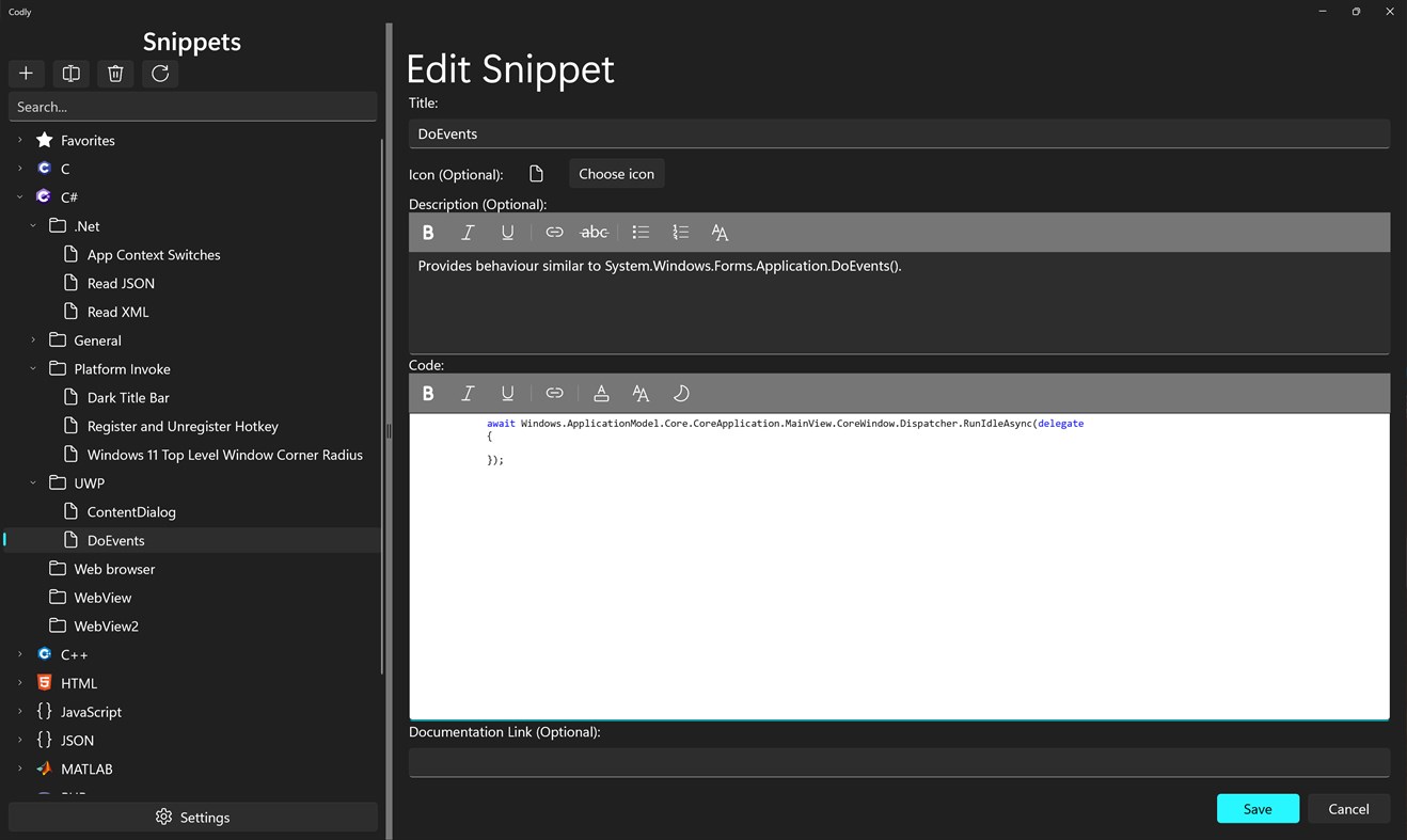 #3. Codly Snippet Manager (Windows) By: Quinn's Computing