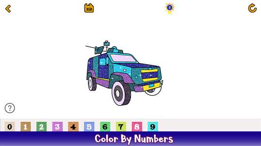 Cars Glitter Color by Number - Vehicles Coloring Book screenshot 2