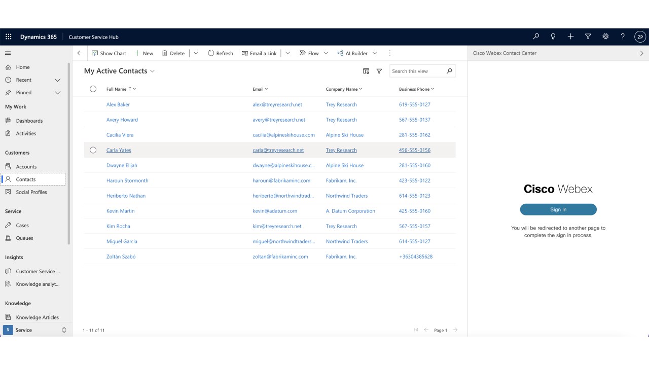 Snapshot 2 of Webex Contact Center for Microsoft Dynamics