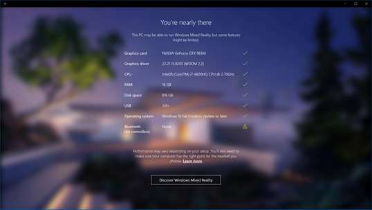 Windows Mixed Reality PC Check screenshot 3