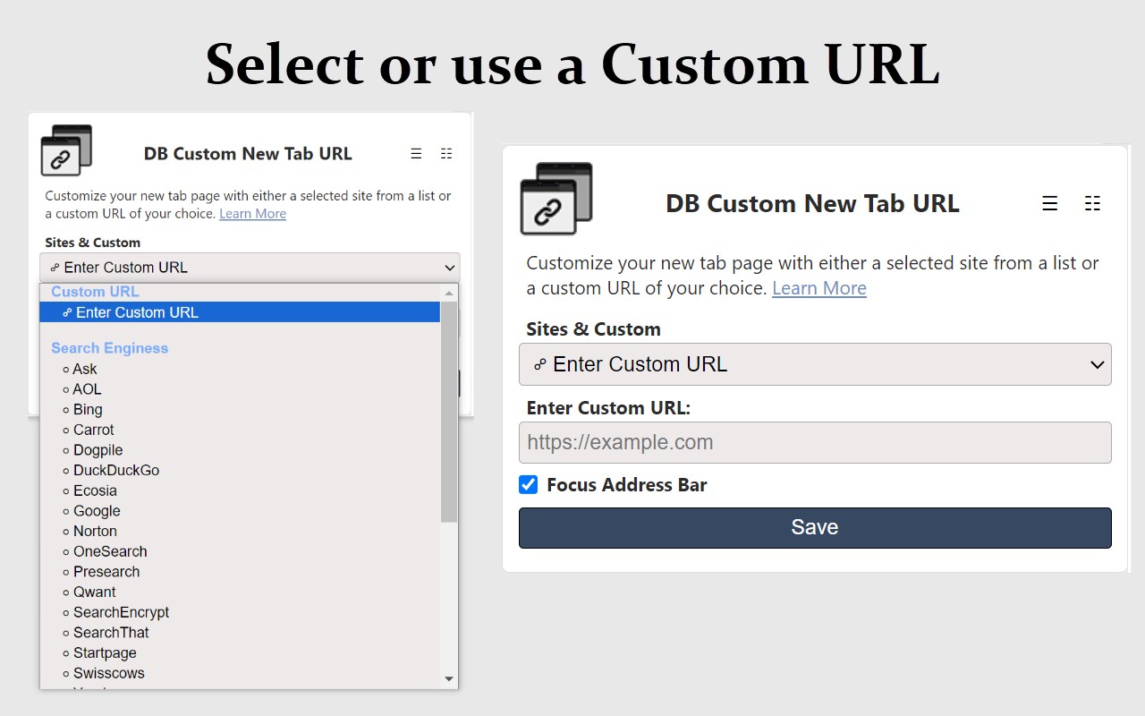 DB Custom New Tab URL