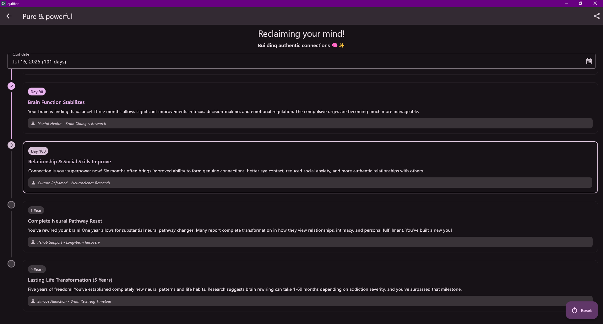 Quitter - Addiction recovery tracker screenshot