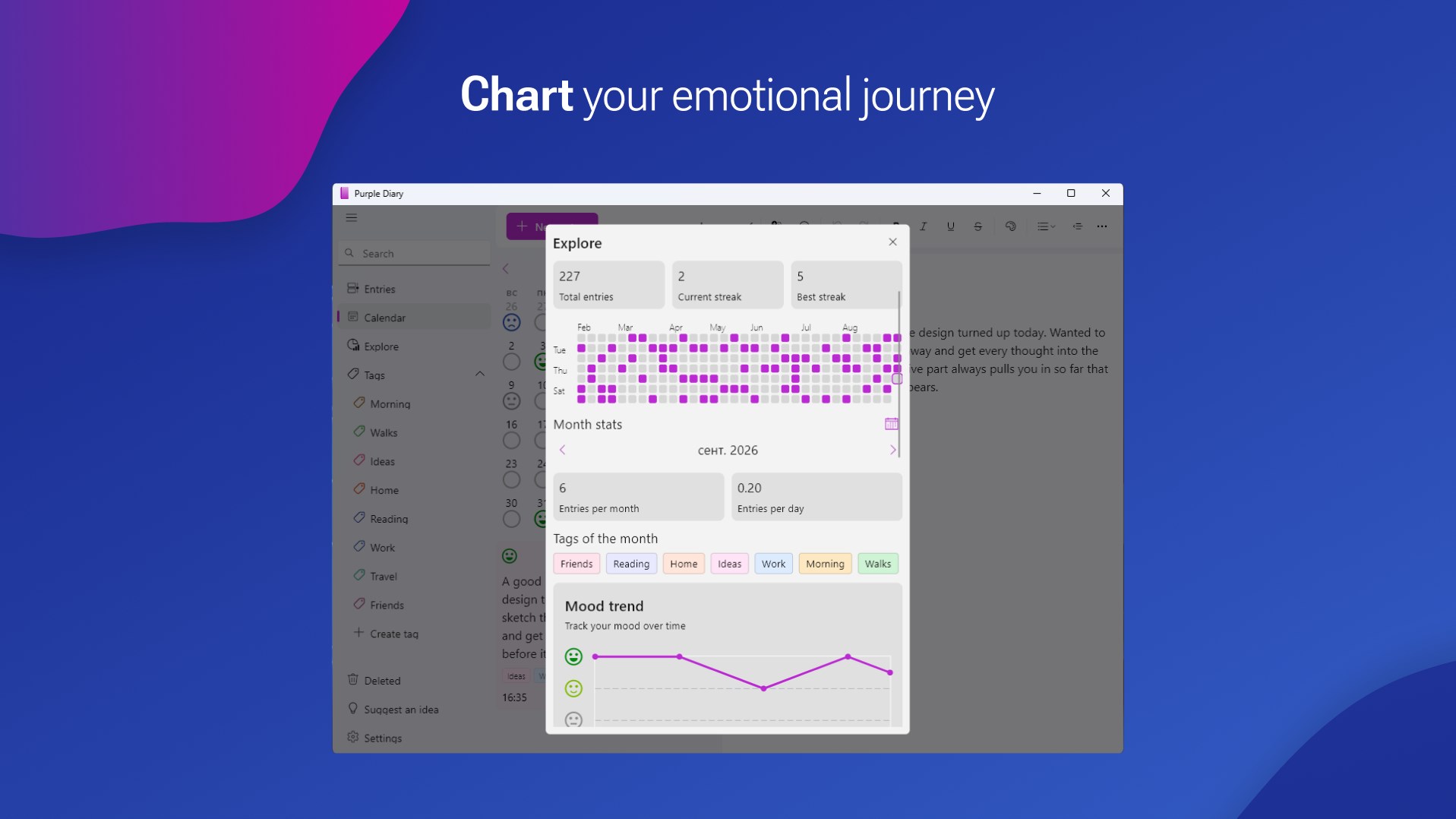 Purple Diary: personal journal screenshot