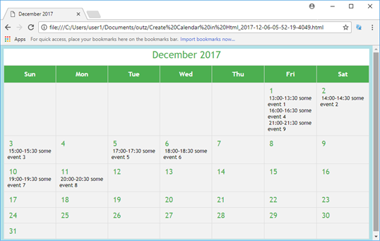 iCalendar (ICS) to Html Calendar screenshot 4