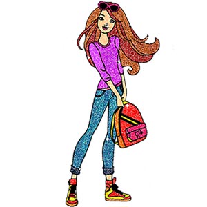 Model Fashion Glitter Color By Number - Girls Coloring Book