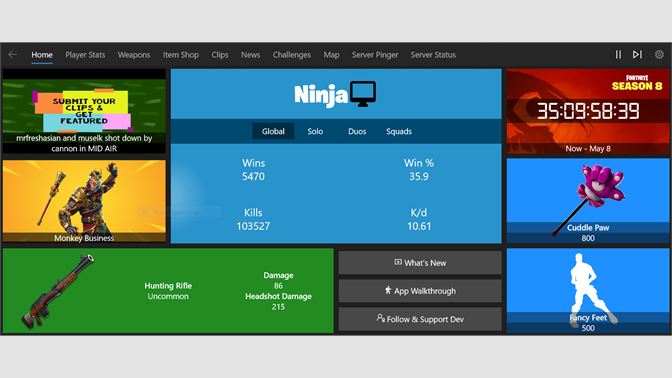 home page with live tiles widgets - how to show ping in fortnite in game