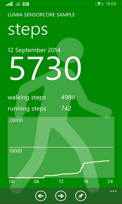 Steps – Lumia SensorCore SDK sample Screenshots 1