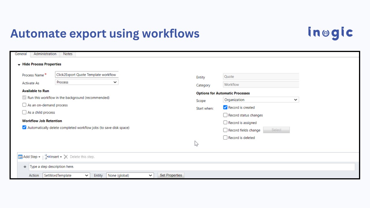 Snapshot 2 of Export and Attach Dynamics 365 CRM Reports/Documents Templates to Email - Click2Export