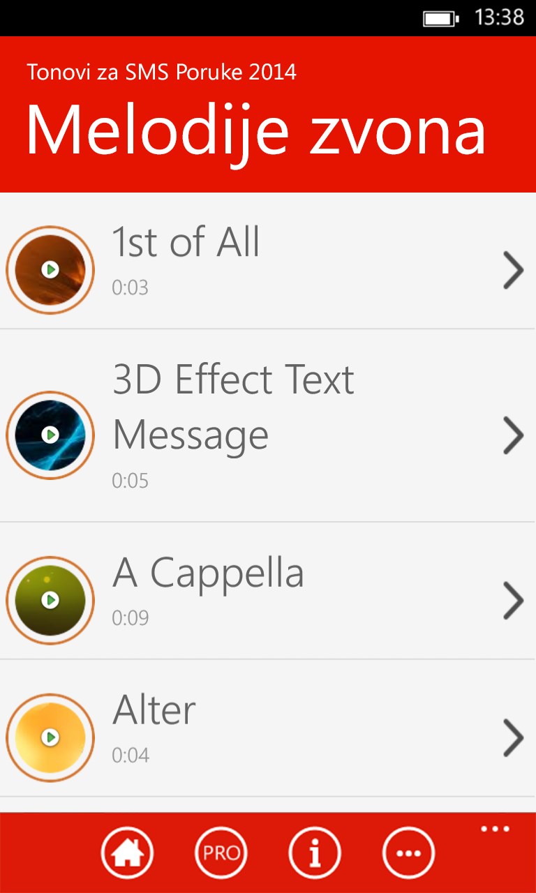 kratki tonovi za mobilni