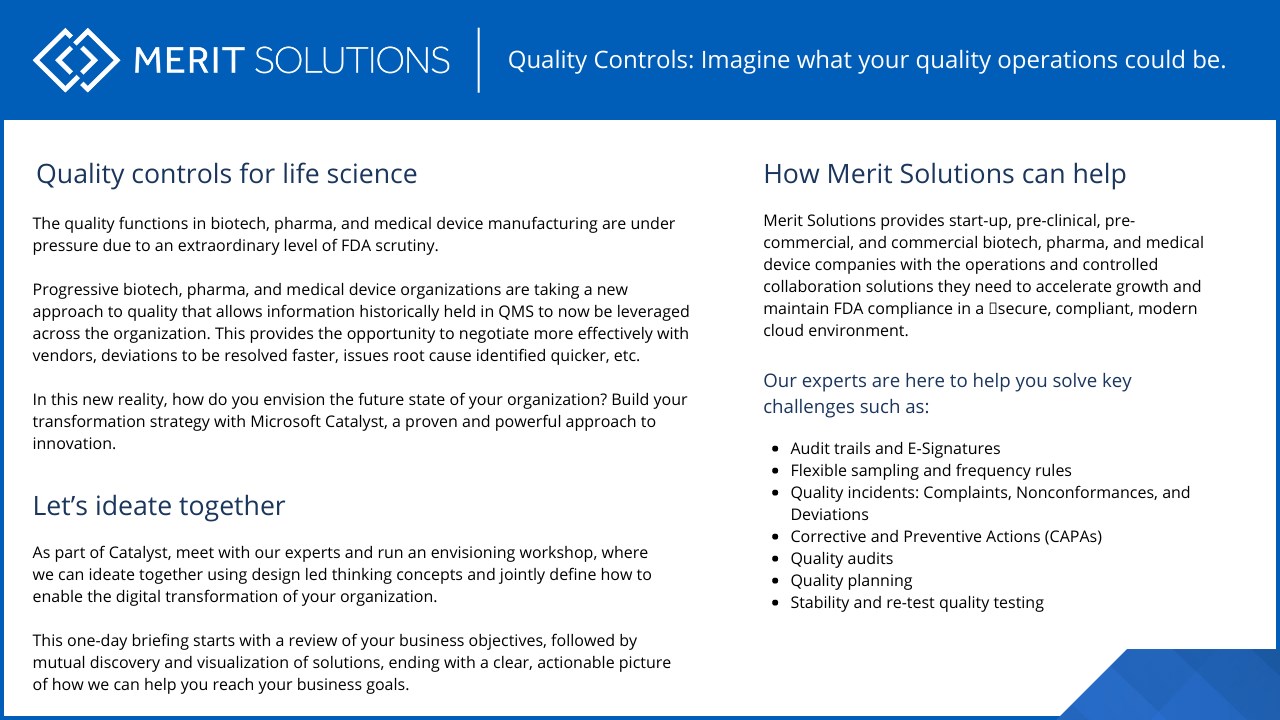 Snapshot 6 of Quality Controls Catalyst for Life Sciences—Biotech: 1-Day Workshop
