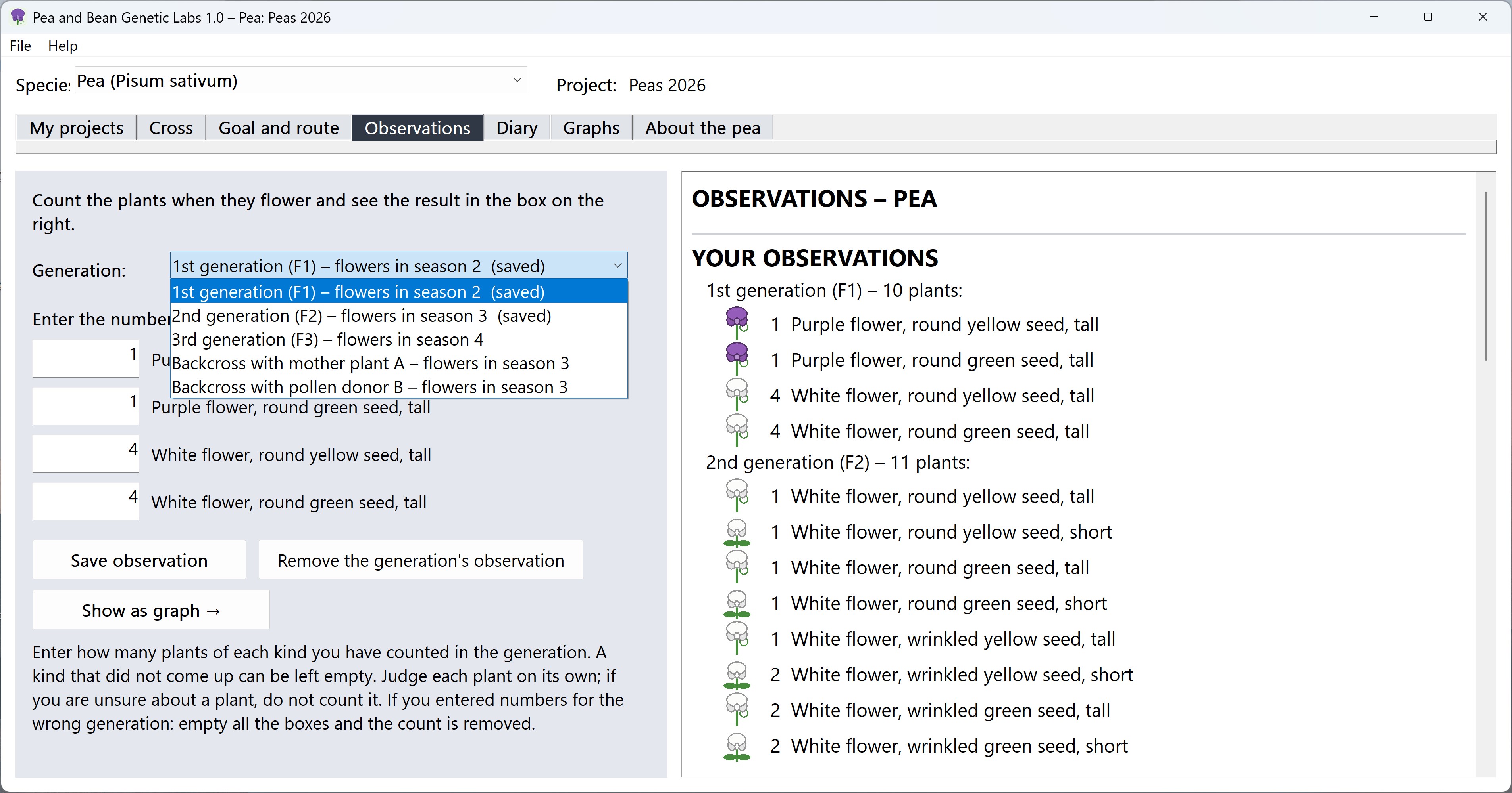 Pea and Bean Genetic Labs screenshot