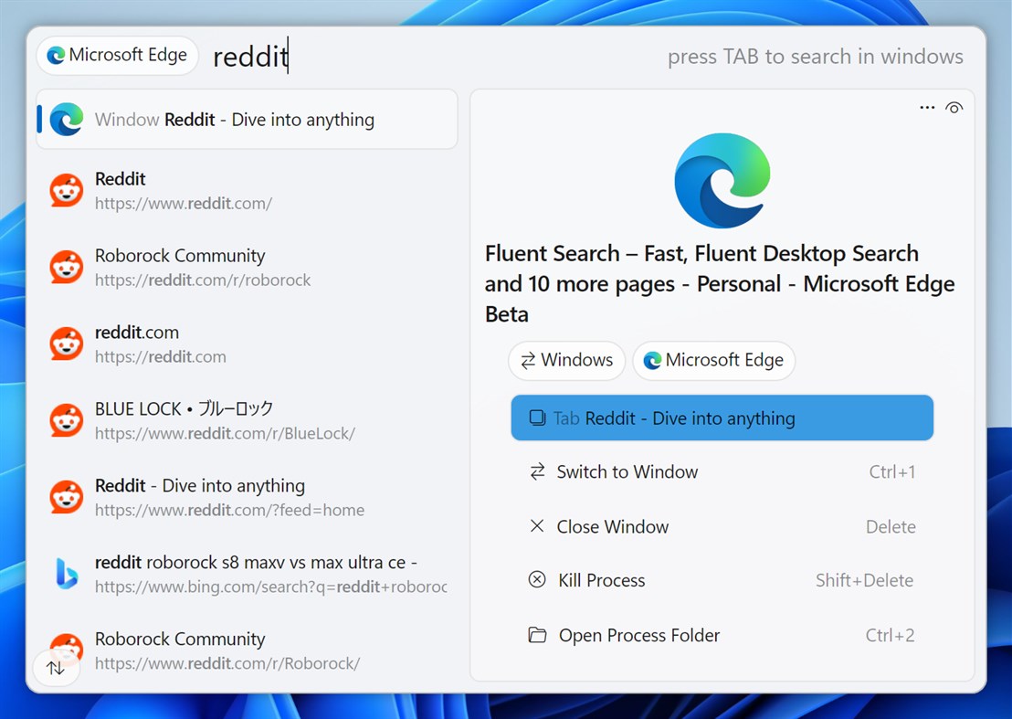 #7. Fluent Search (Windows) Podle: Blast Apps