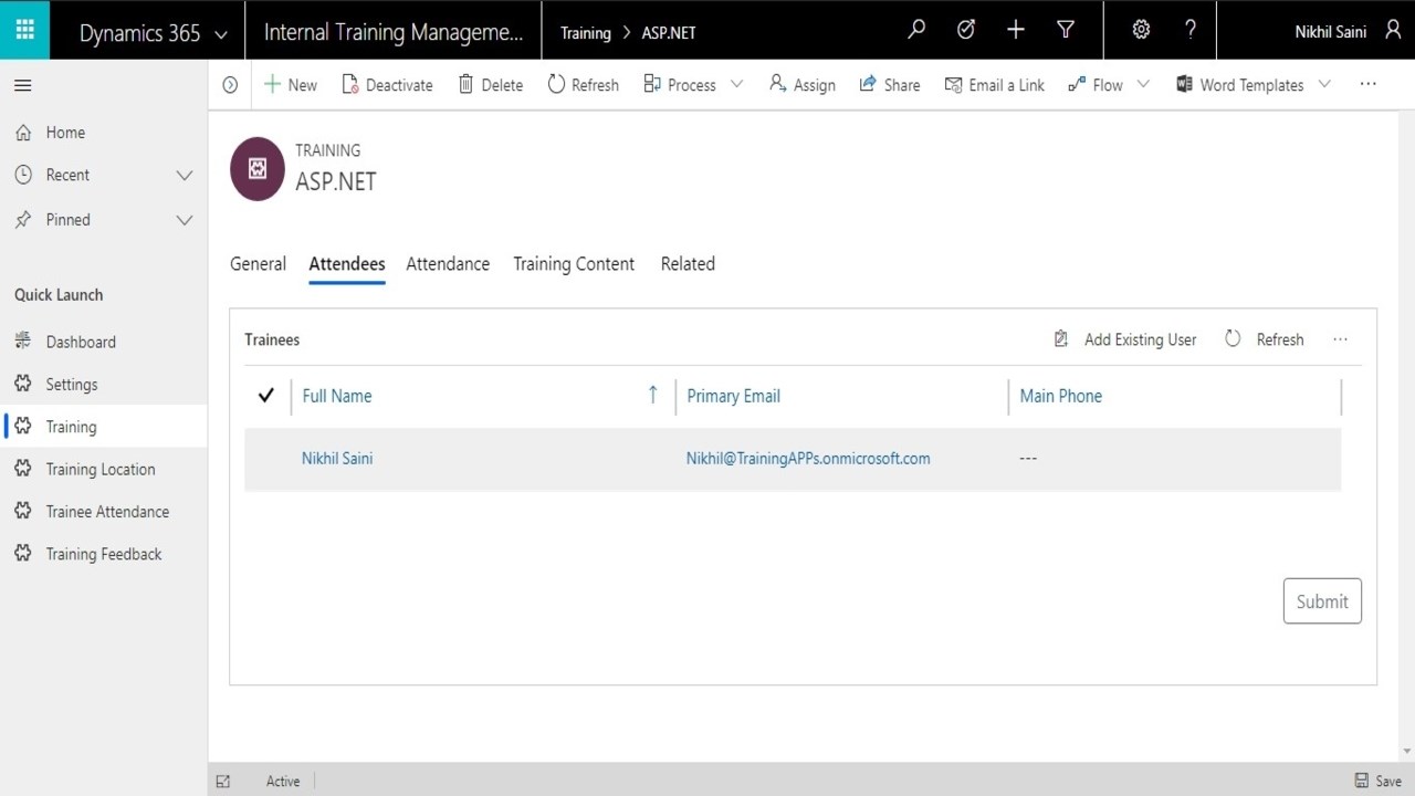 Snapshot 3 of PowerApps - Internal Training Management System