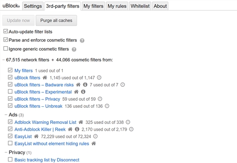 uBlock Origin Screenshot