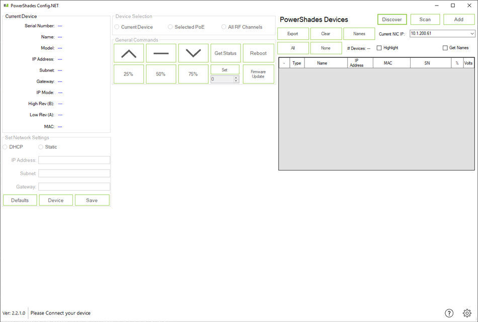 PowerShades Config.NET (Windows) 由: WidebandLabs LLC