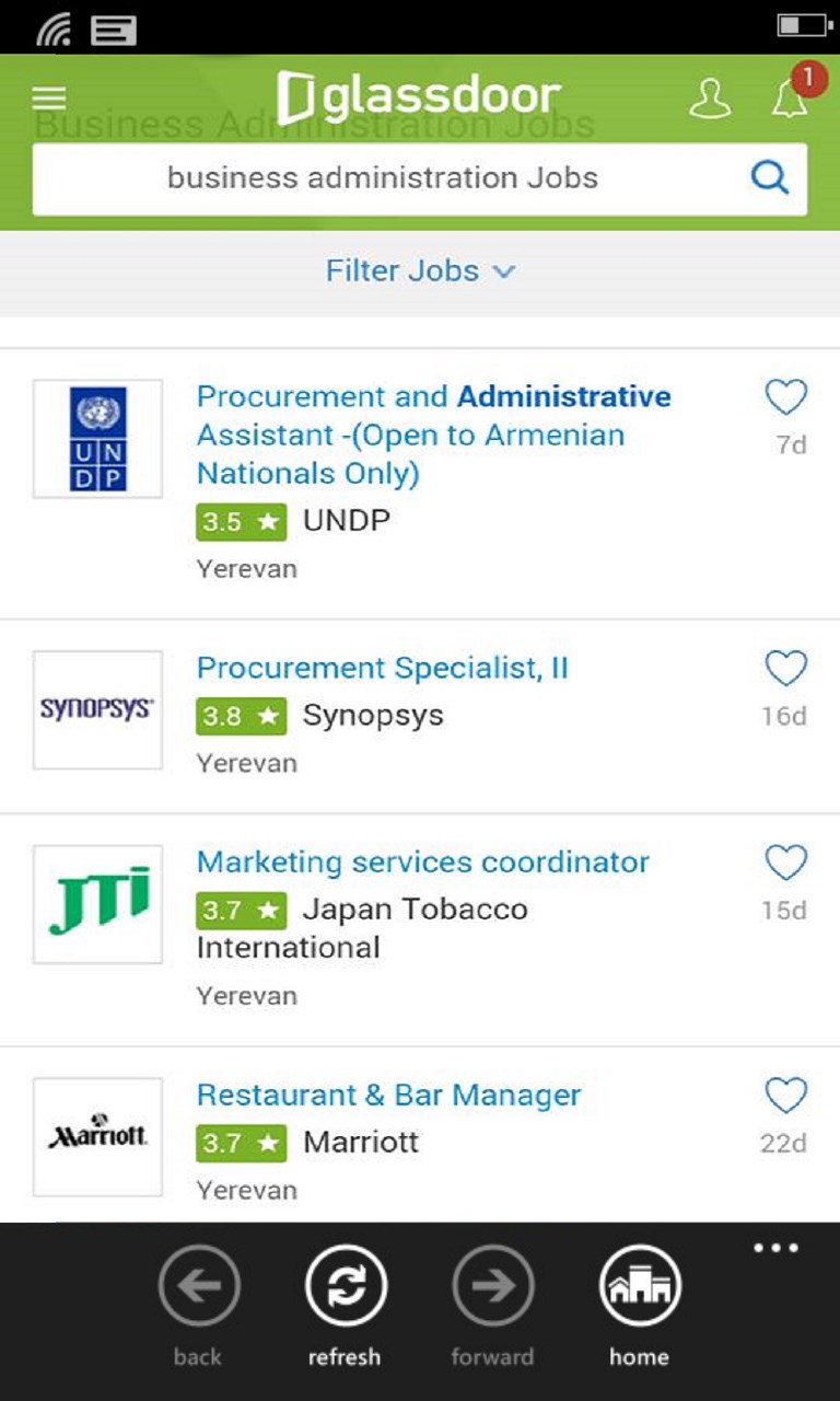 Glassdoor Job Search Mobile for Windows 10 Mobile