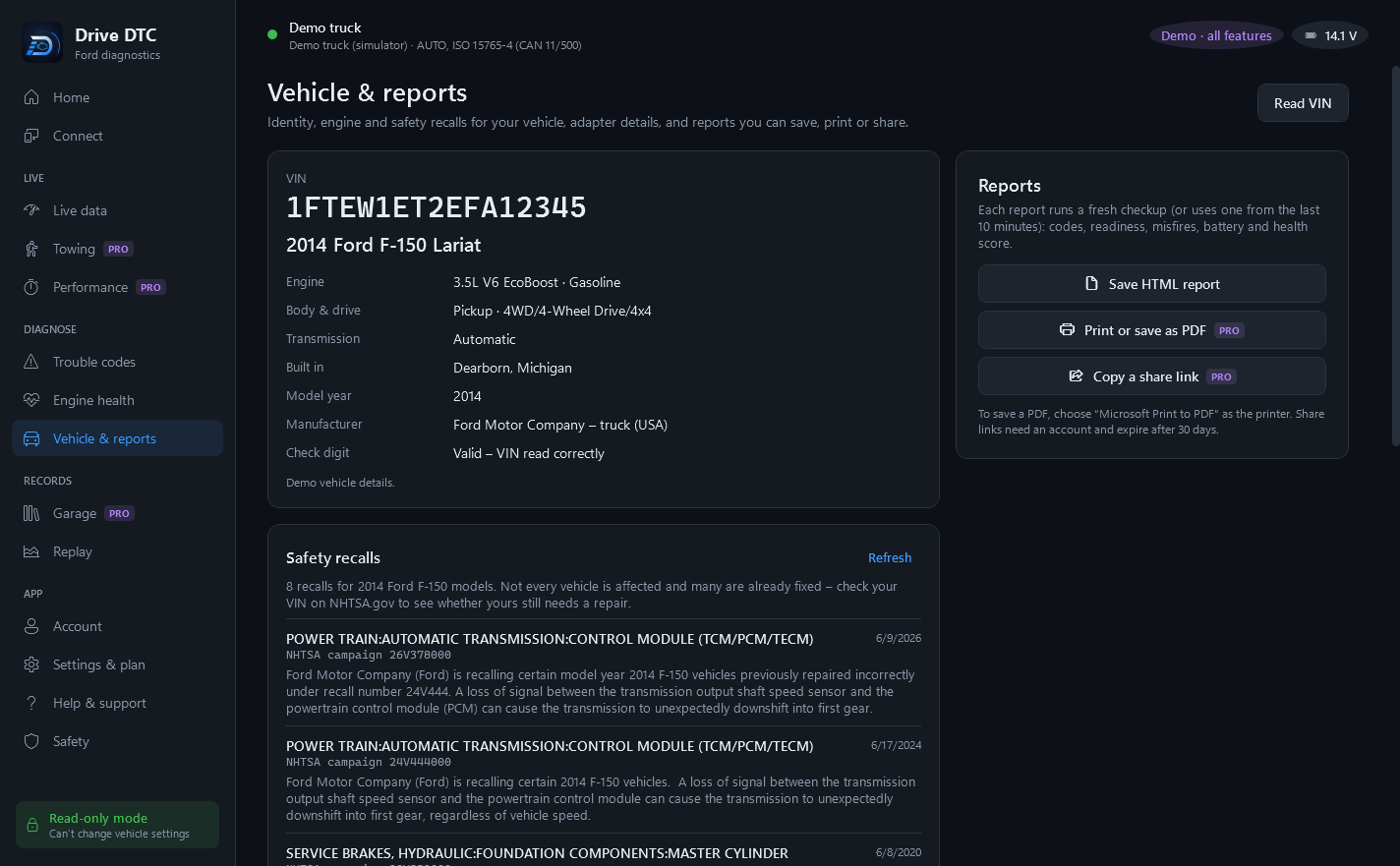 Drive DTC screenshot