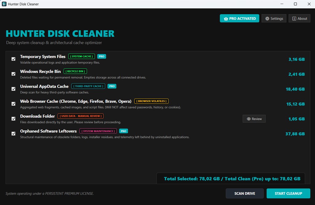 Hunter Disk Cleaner Pro Screenshot 1