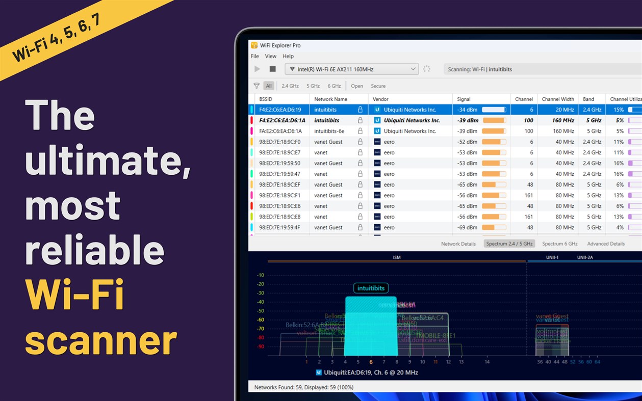 #1. WiFi Explorer Pro (Windows) Von: Intuitibits LLC