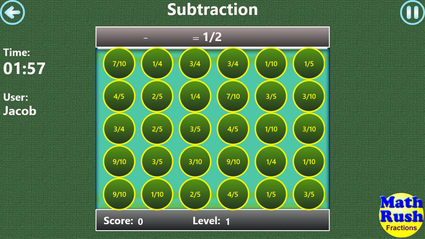 #5. Math Rush Fractions (Windows) Oleh: Balabharathi.com