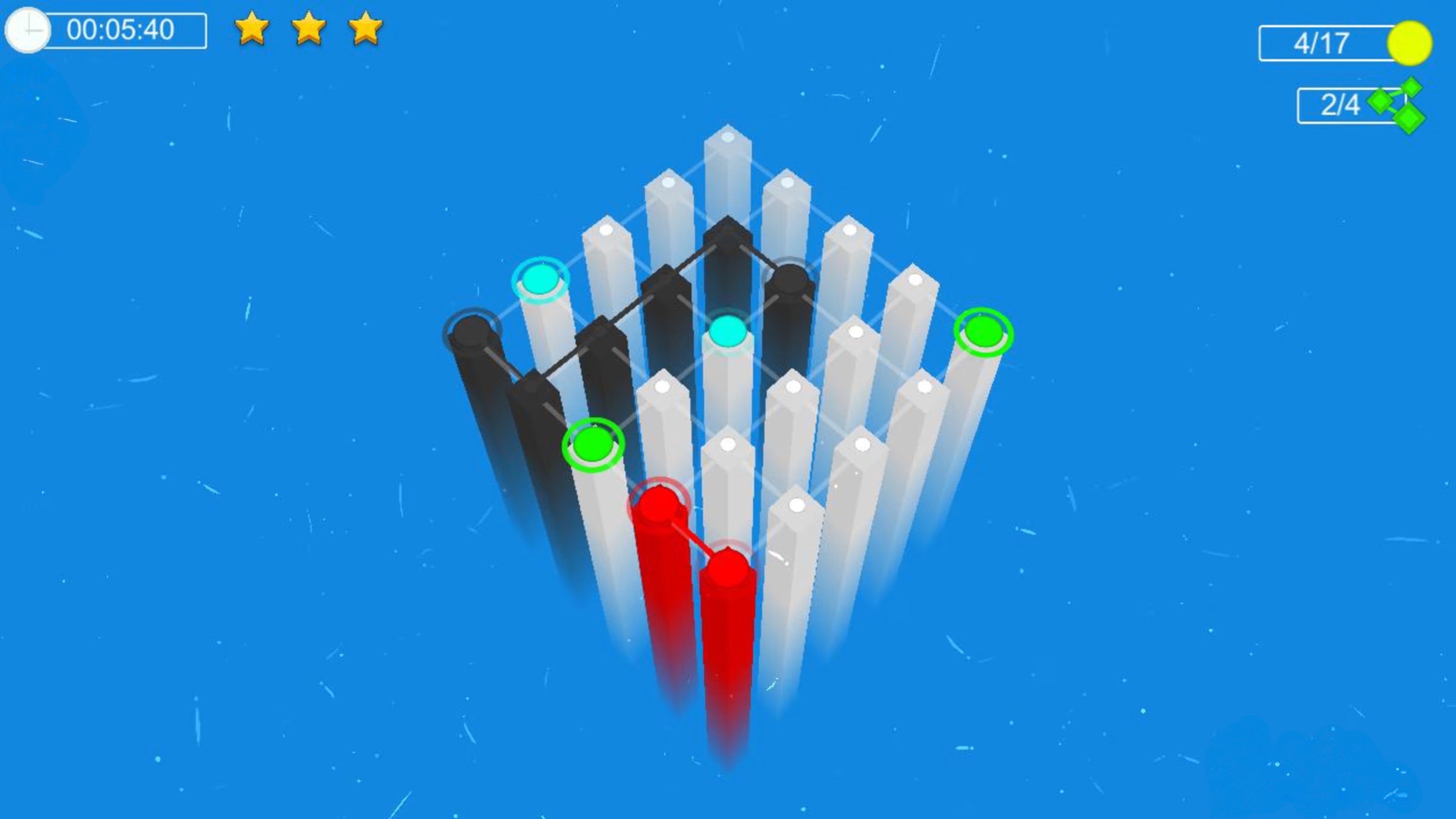 Connect It! 遊戲截圖，展示色彩繽紛的解謎過程