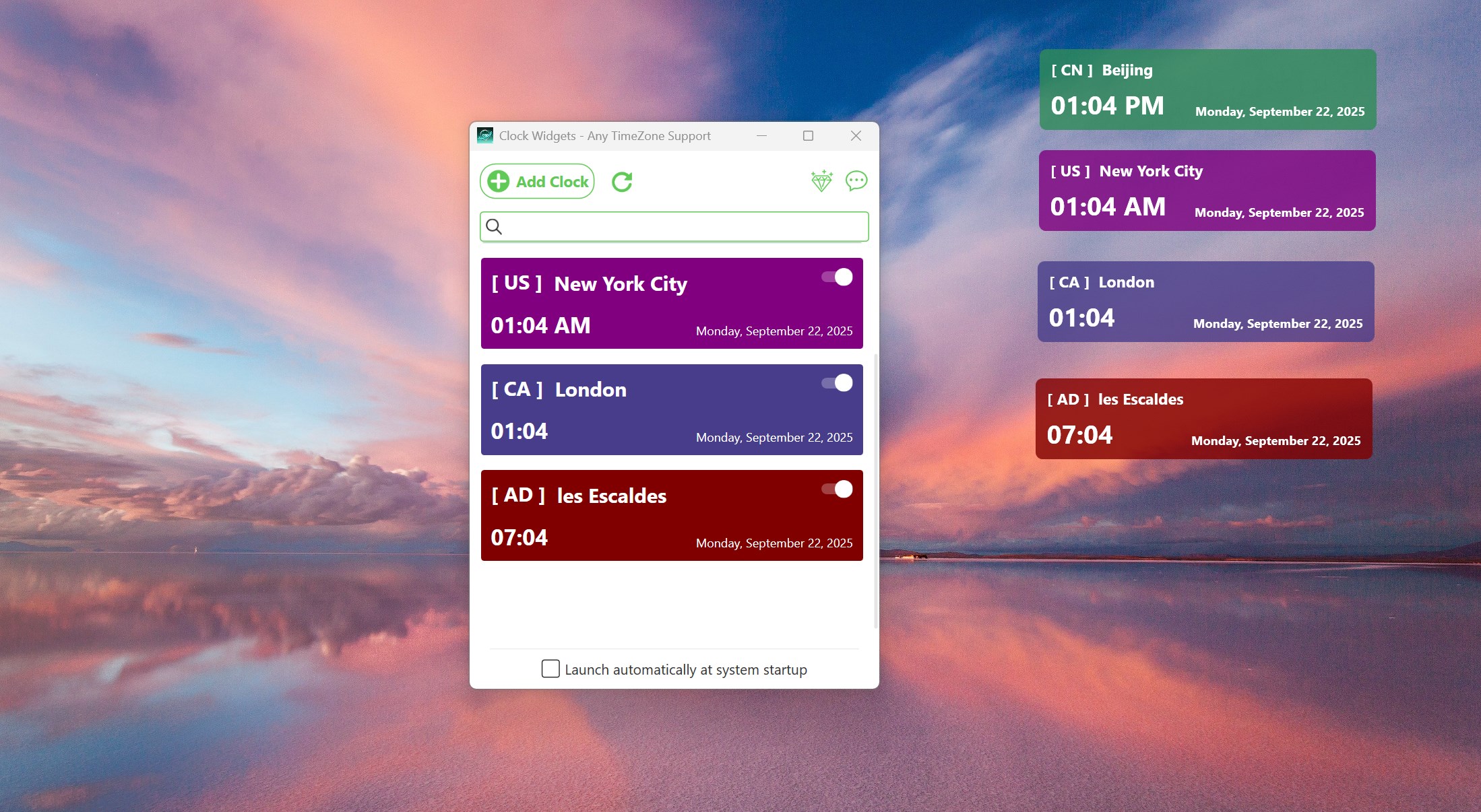 Clock Widgets - Any TimeZone Support screenshot