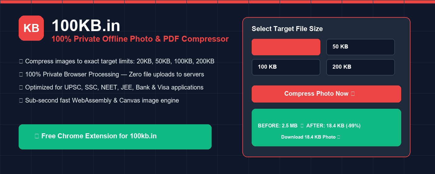 100KB Photo & PDF Compressor