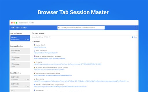 Tab Session Master - Save & Restore Browser Tabs