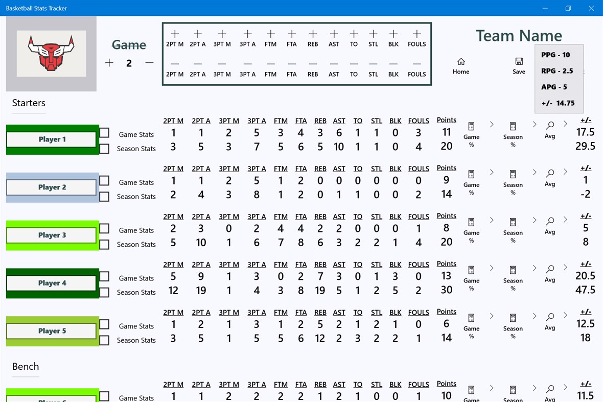#2. Basketball Stats Tracker (Windows) By: Jon Hartzheim