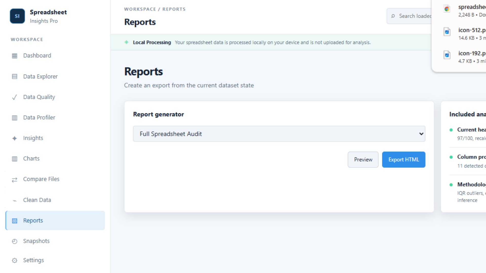 Spreadsheet Insights Pro screenshot