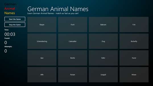 German Animal Names screenshot 1