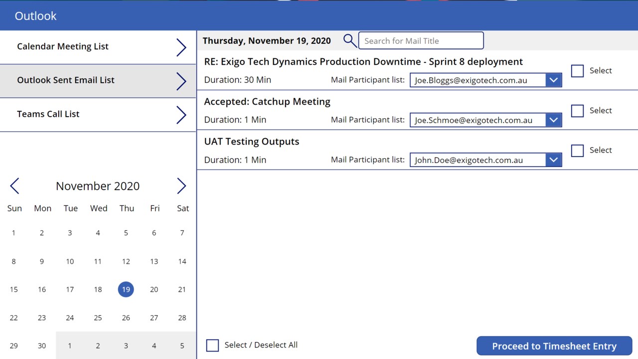 Snapshot 2 of Timesheet Automation Application