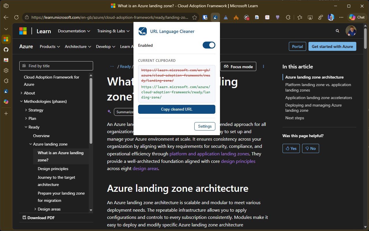 URL Clipboard Language Cleaner
