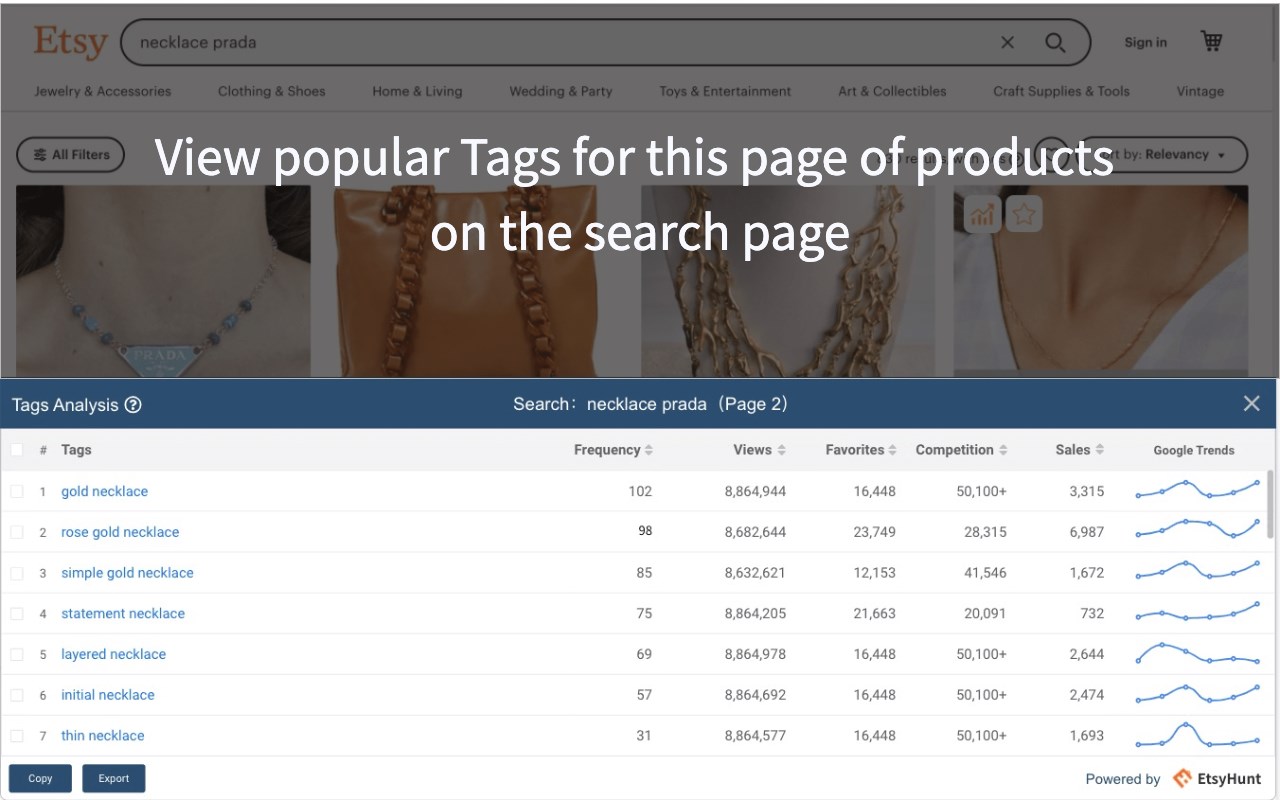 Etsy Tags Tool for Etsy Hunt