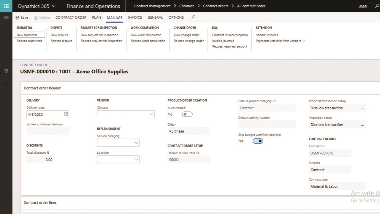 Snapshot 2 of Contract Management Software on Microsoft Dynamics 365