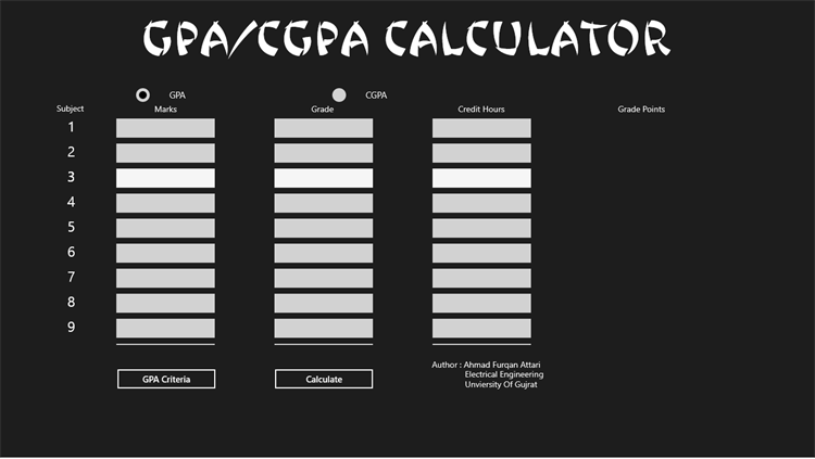 GPA/CGPA Calculator - PC - (Windows)