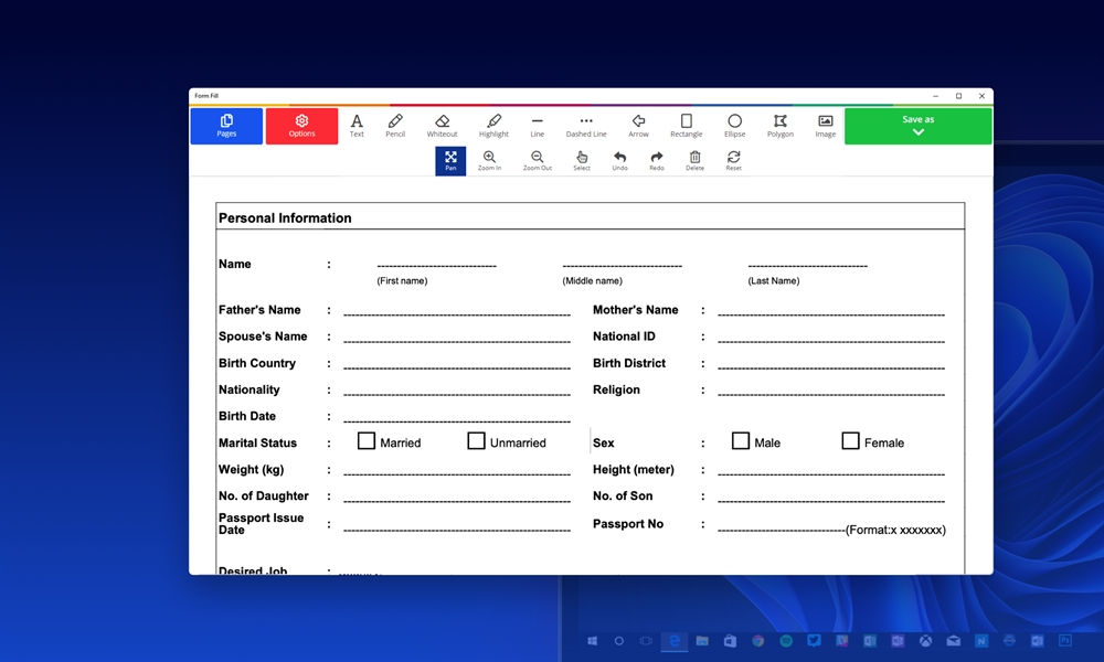 Window document forms