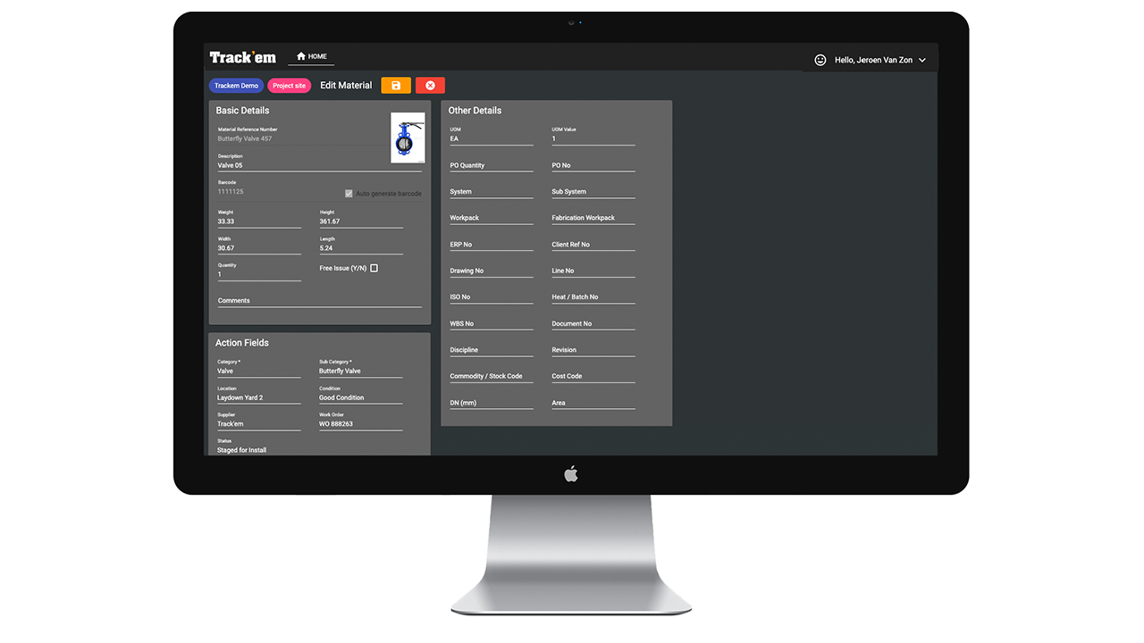 Snapshot 6 of Track’em – Materials Tracking Platform