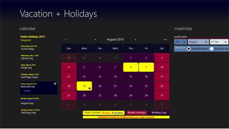 Vacation + Holidays Screenshots 1